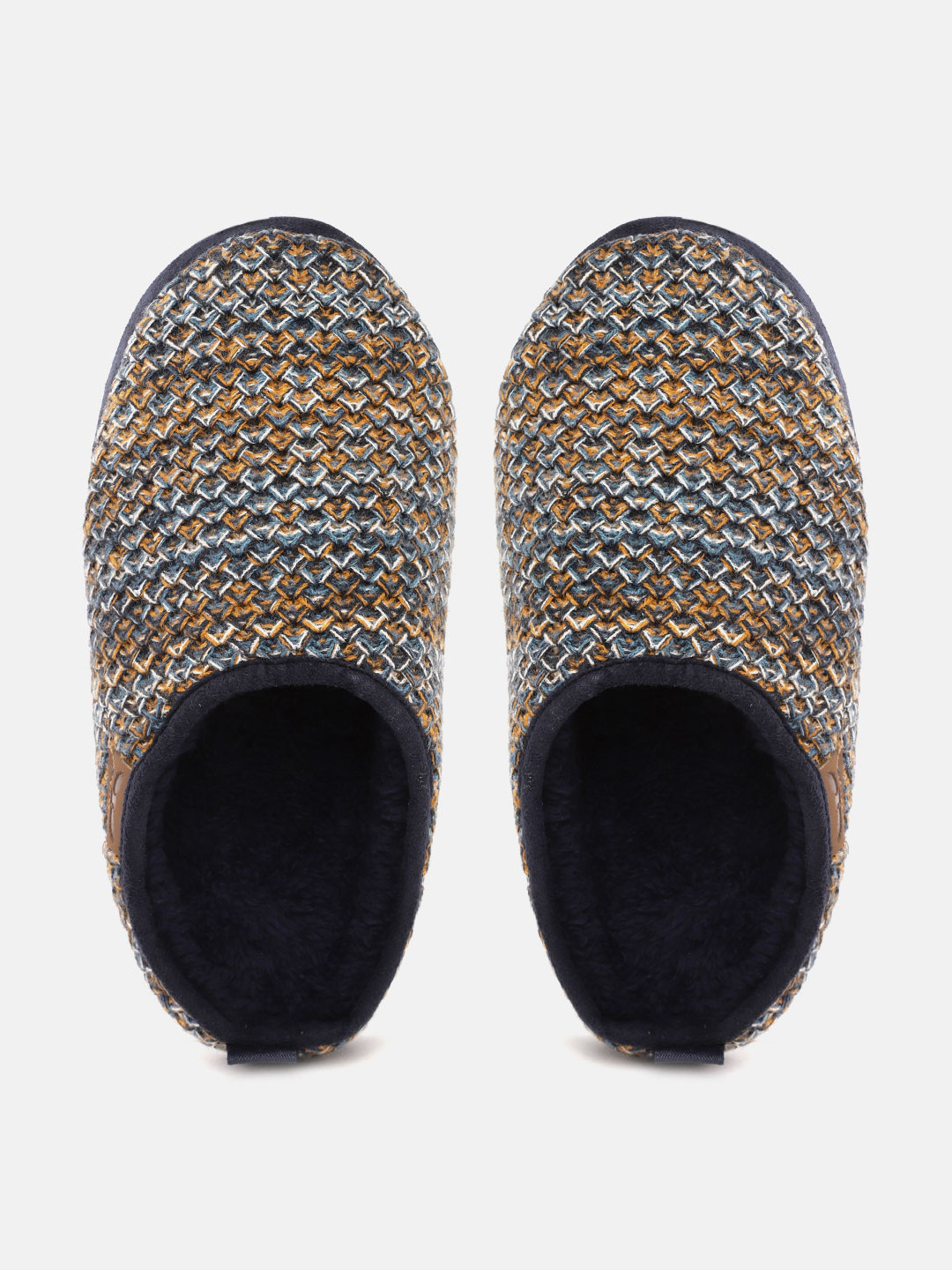 Buy Marks & Spencer Men Navy Blue & Mustard Yellow Woven Design Room