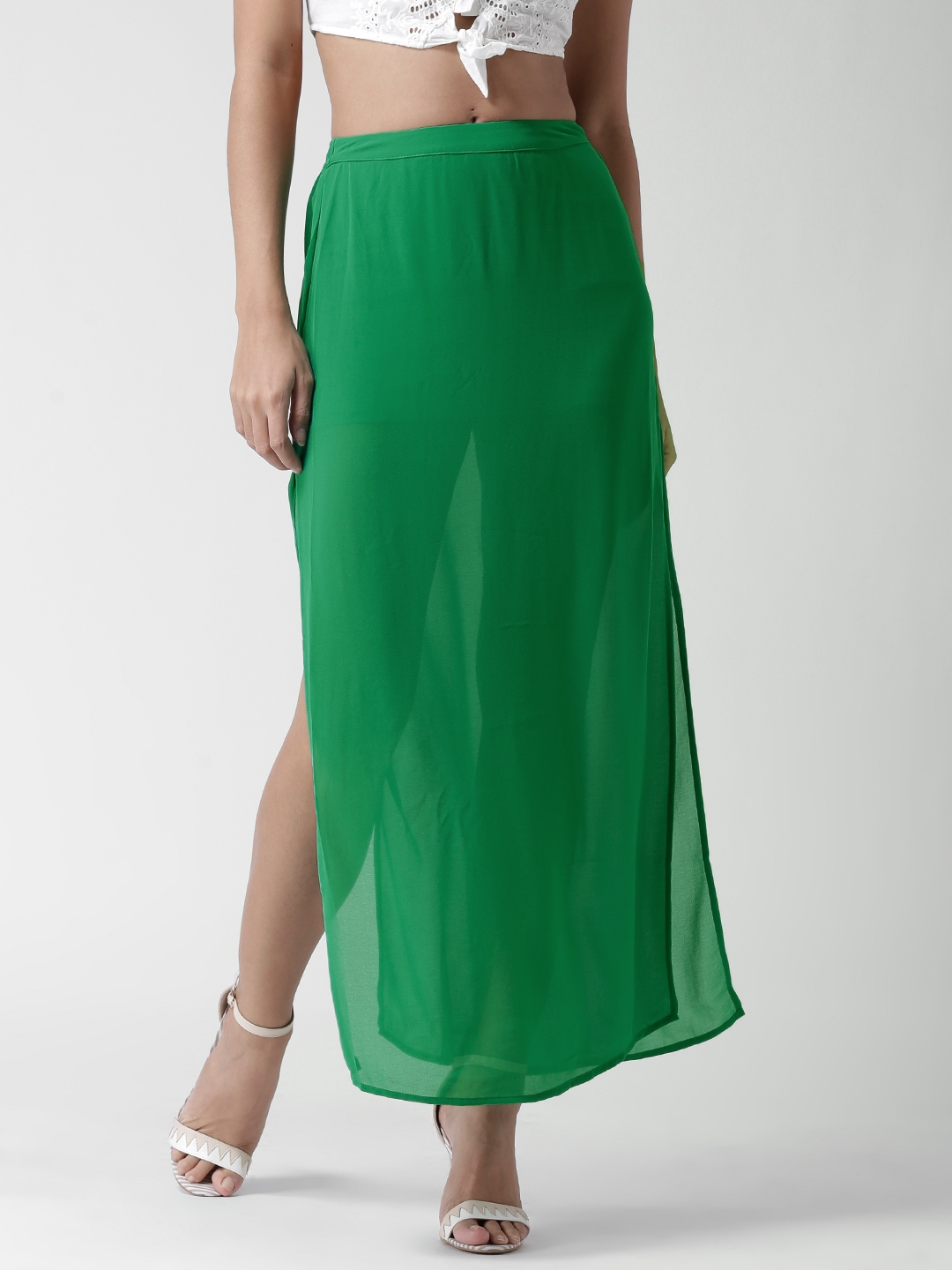 Buy Forever 21 Green Sheer Maxi Skirt Skirts For Women 1367082 Myntra 4070