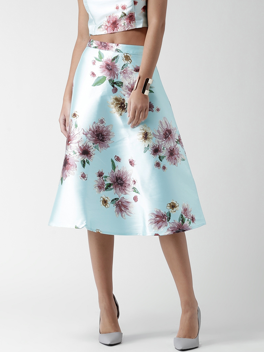 Buy FOREVER 21 Blue Floral Print A Line Midi Skirt - Skirts for Women 1367100 | Myntra