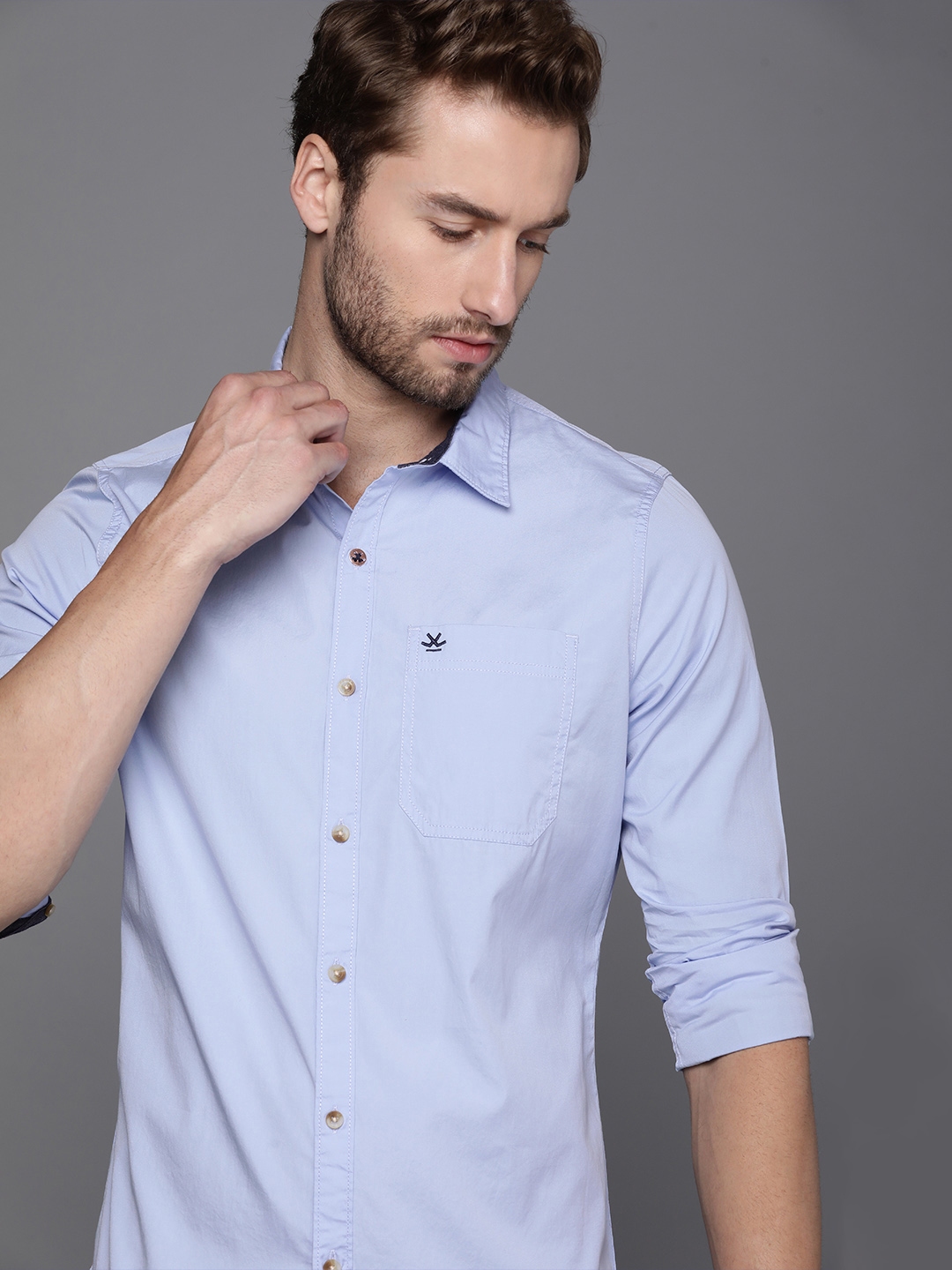 Buy WROGN Men Blue Slim Fit Casual Shirt - Shirts for Men 13672986 | Myntra