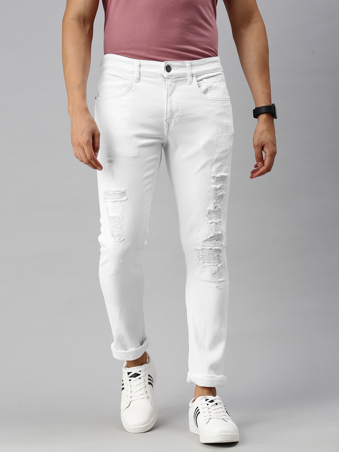 white slim fit trousers