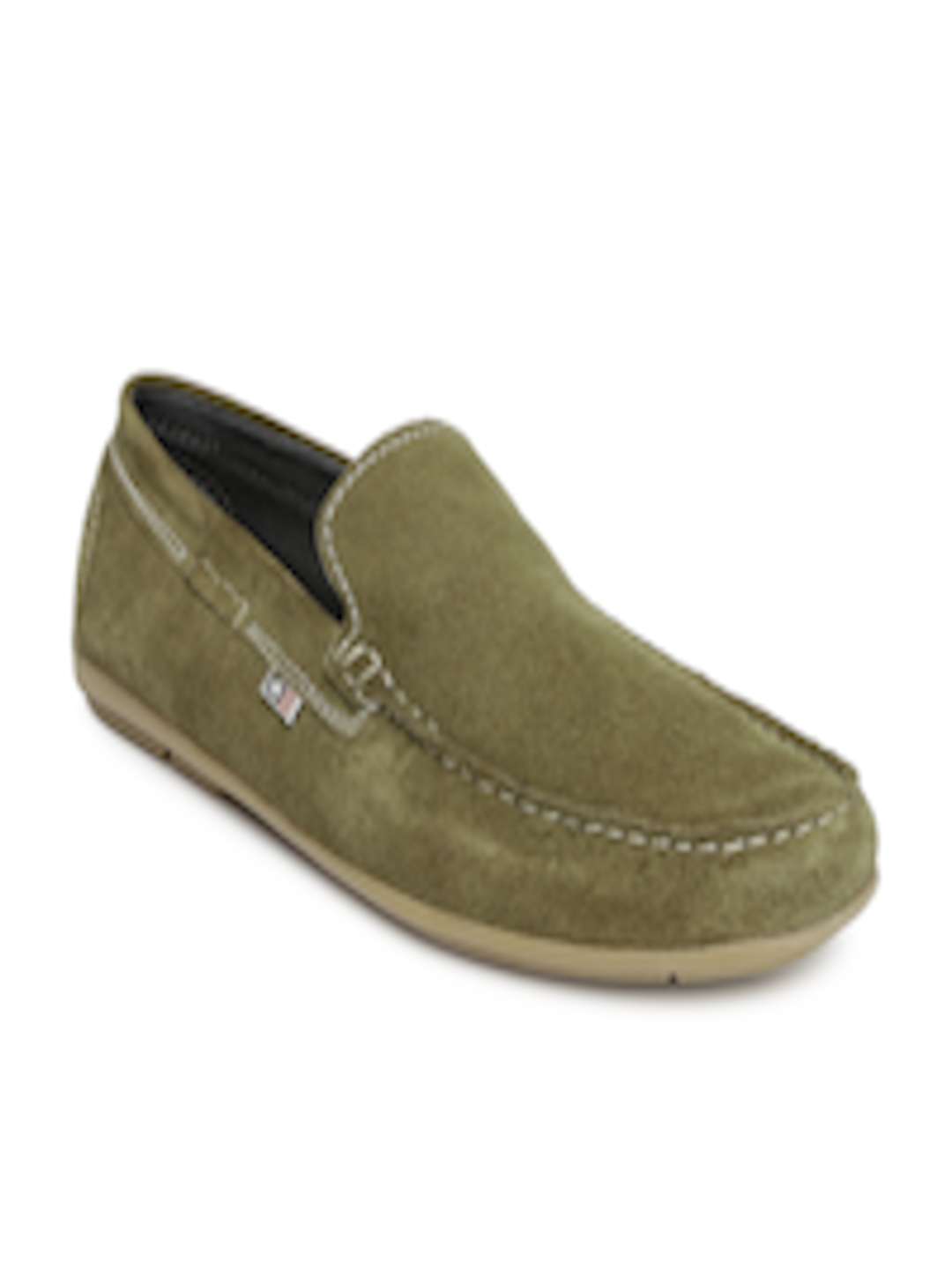 Buy Arrow Men Olive Green Suede Loafers Casual Shoes for