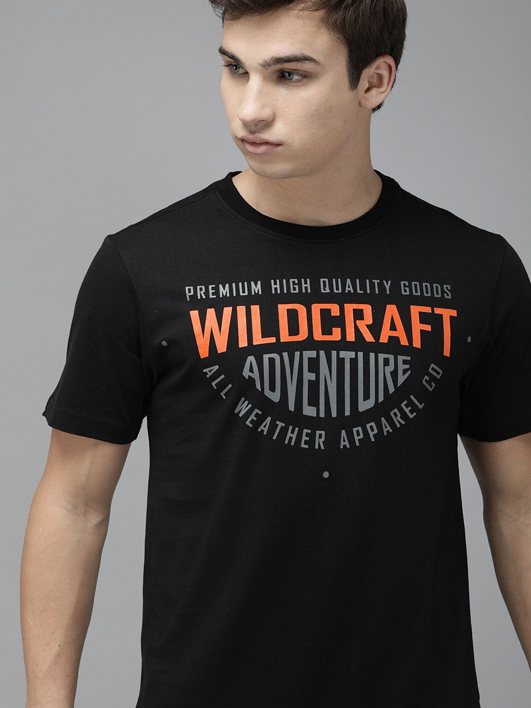 Buy Wildcraft Men Black Printed Round Neck Pure Cotton T Shirt