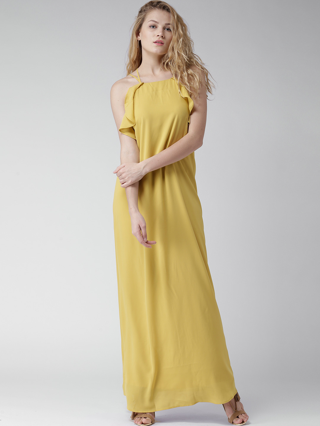 Buy FOREVER 21 Mustard Yellow Polyester Maxi Dress - Dresses for Women ...