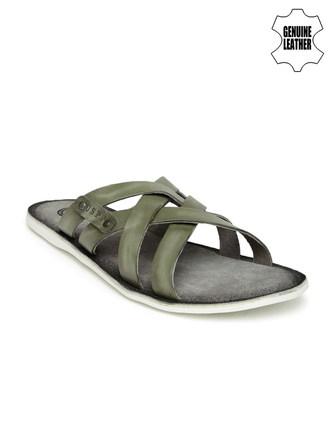 Buy U.S. Polo Assn. Men Grey Genuine Leather Sandals Sandals for Men