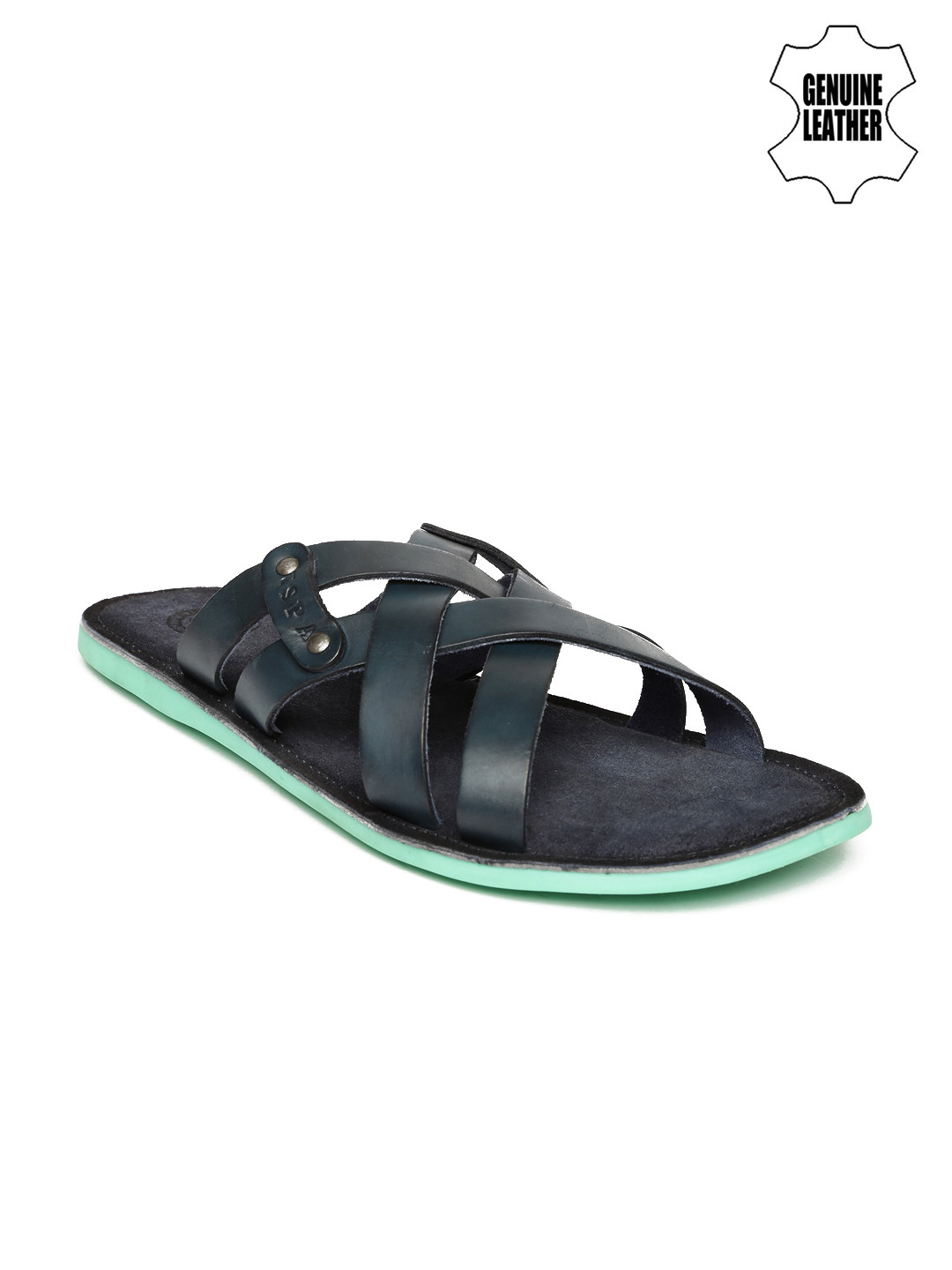 mens navy leather sandals