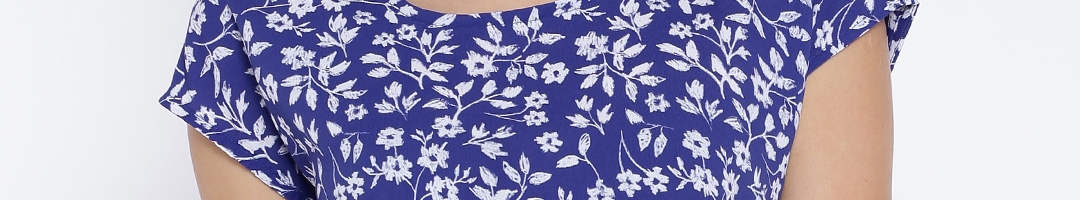Buy Van Heusen Woman Blue & White Floral Print Top - Tops for Women ...