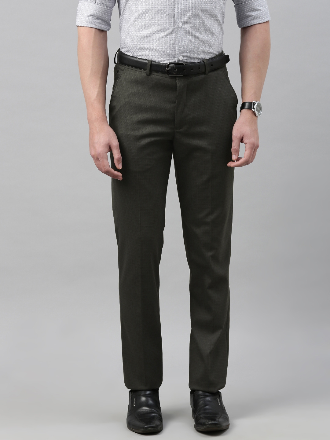 Buy Louis Philippe Men Black Slim Fit Solid Regular Trousers - Trousers ...