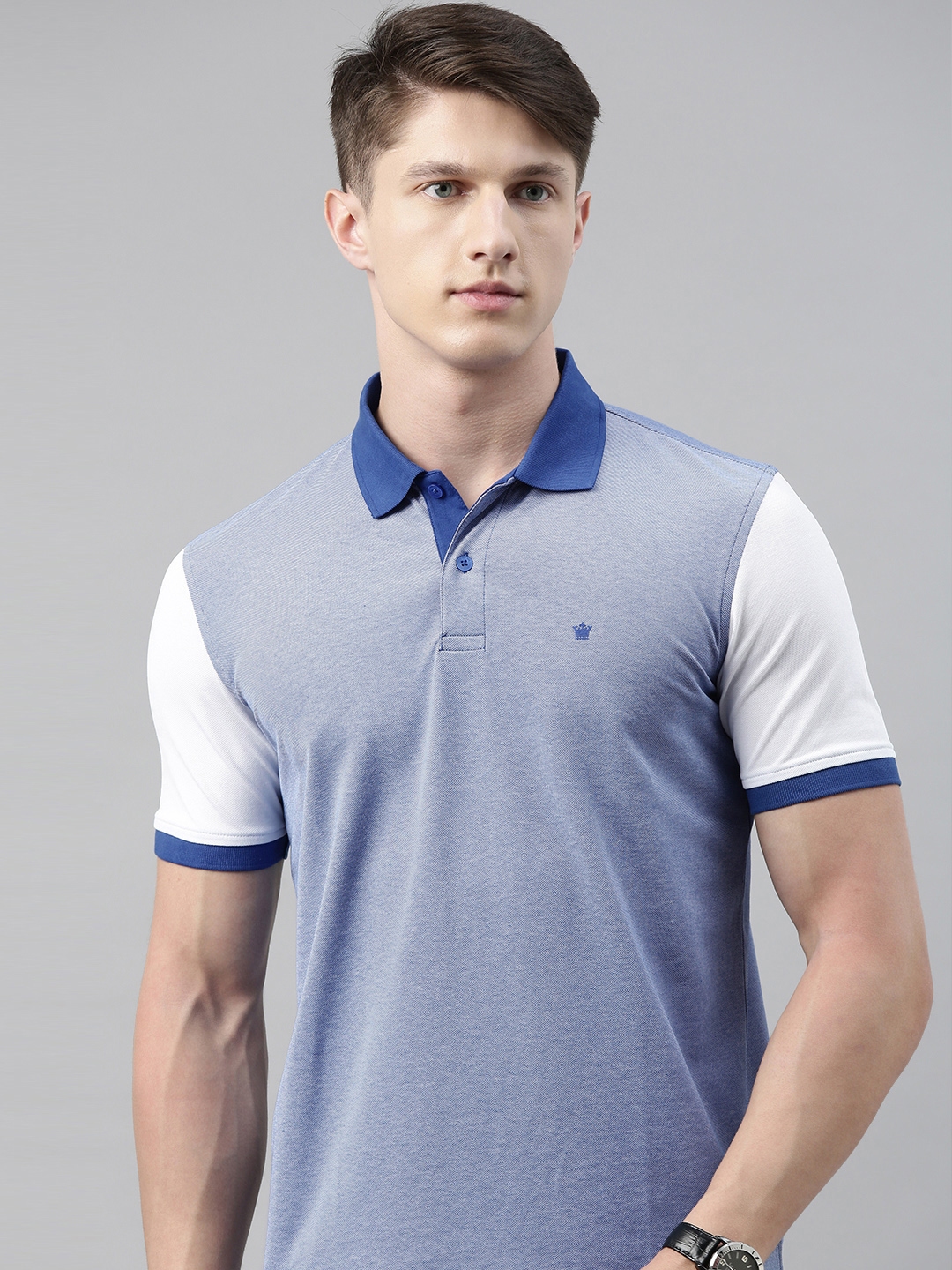 Buy Louis Philippe Men Blue Solid Polo Collar T Shirt - Tshirts for Men ...
