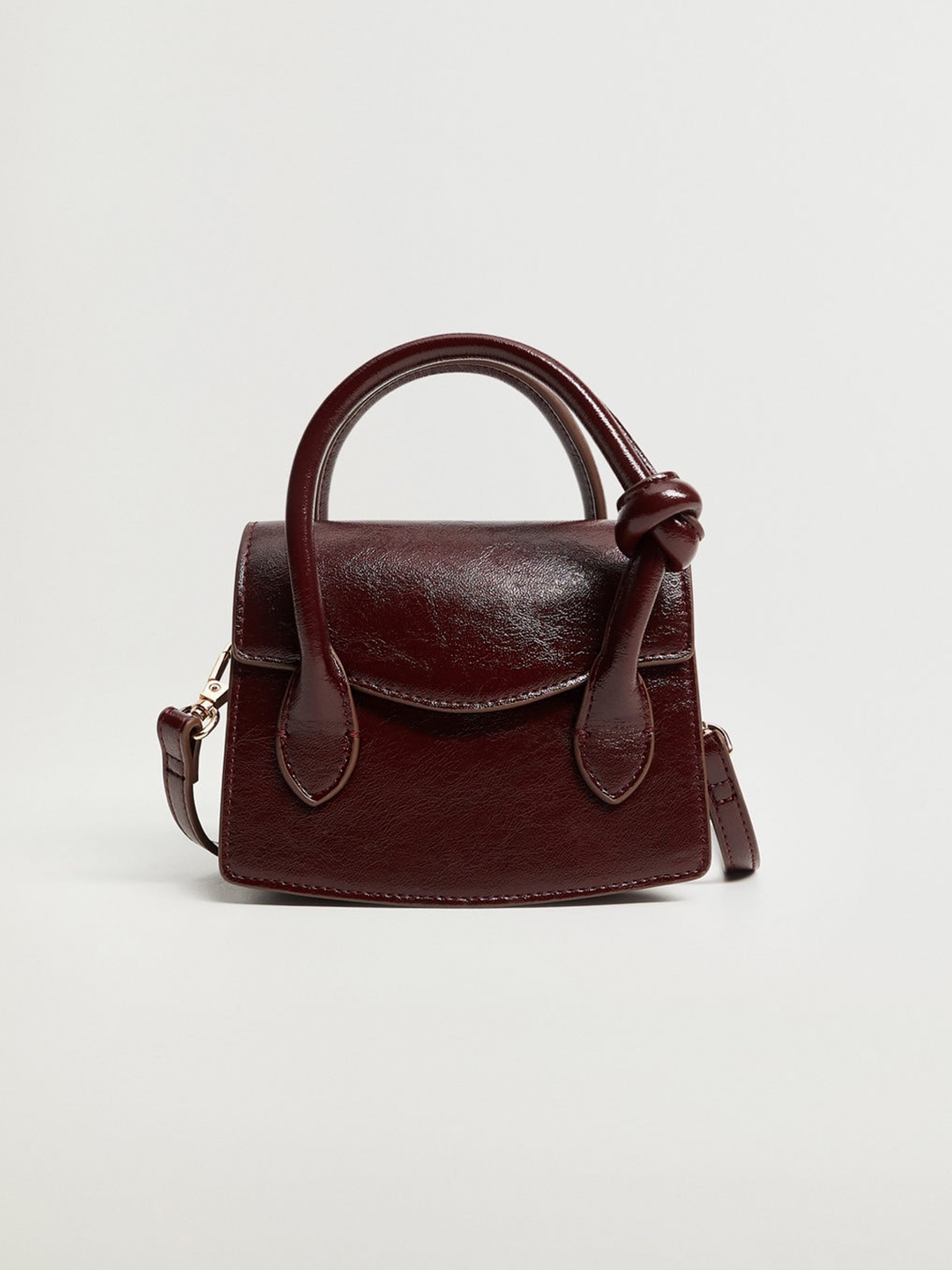 Buy MANGO Women Burgundy Solid Handheld Bag - Handbags for Women ...
