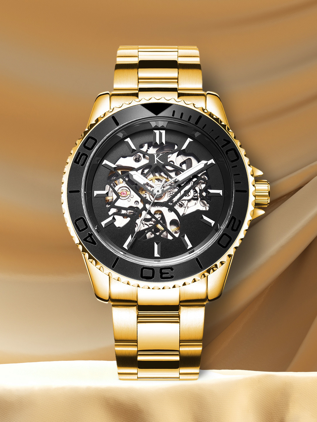 Buy KREDO Men FORTE Gold Automatic Skeleton Analogue Watch KW038