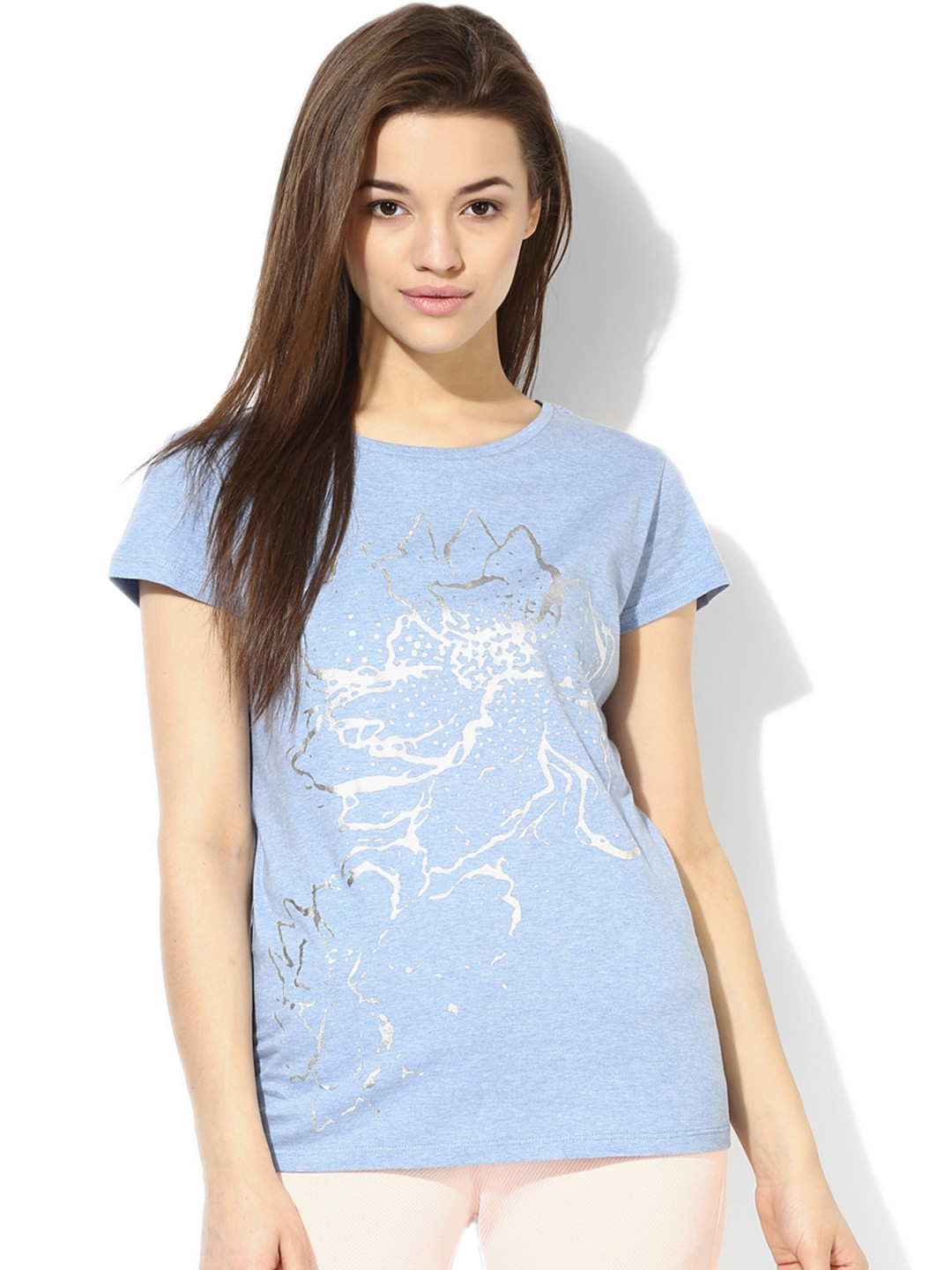 Buy Blue Printed Pure Cotton T Shirt Tshirts for Women