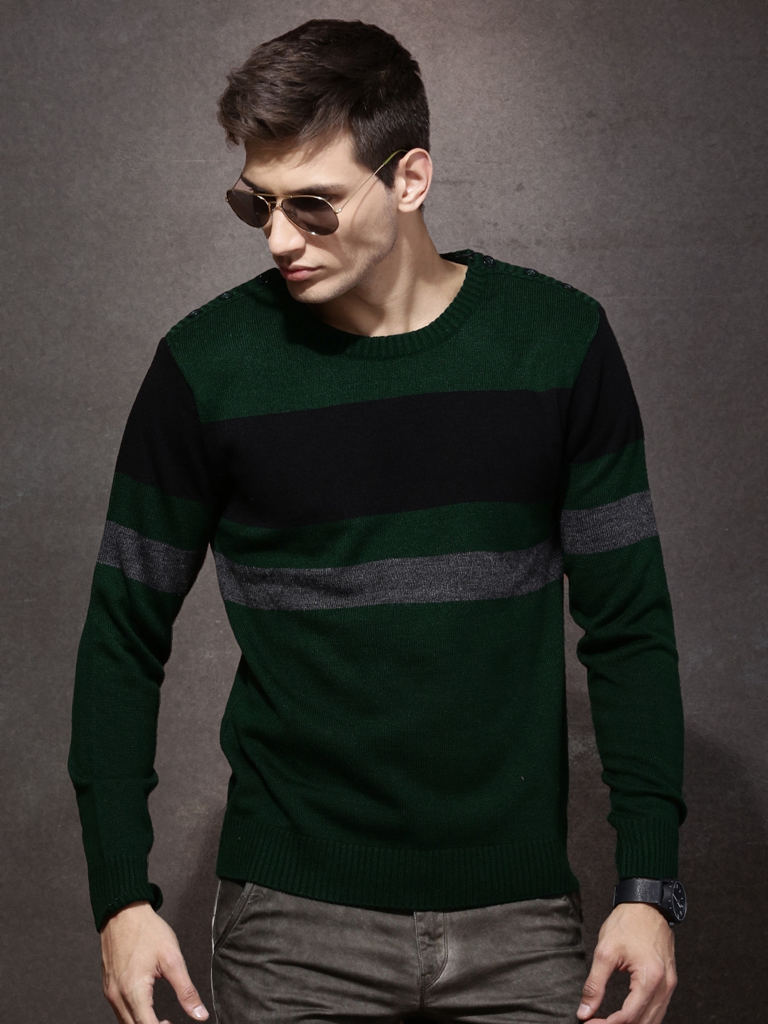black green striped sweater
