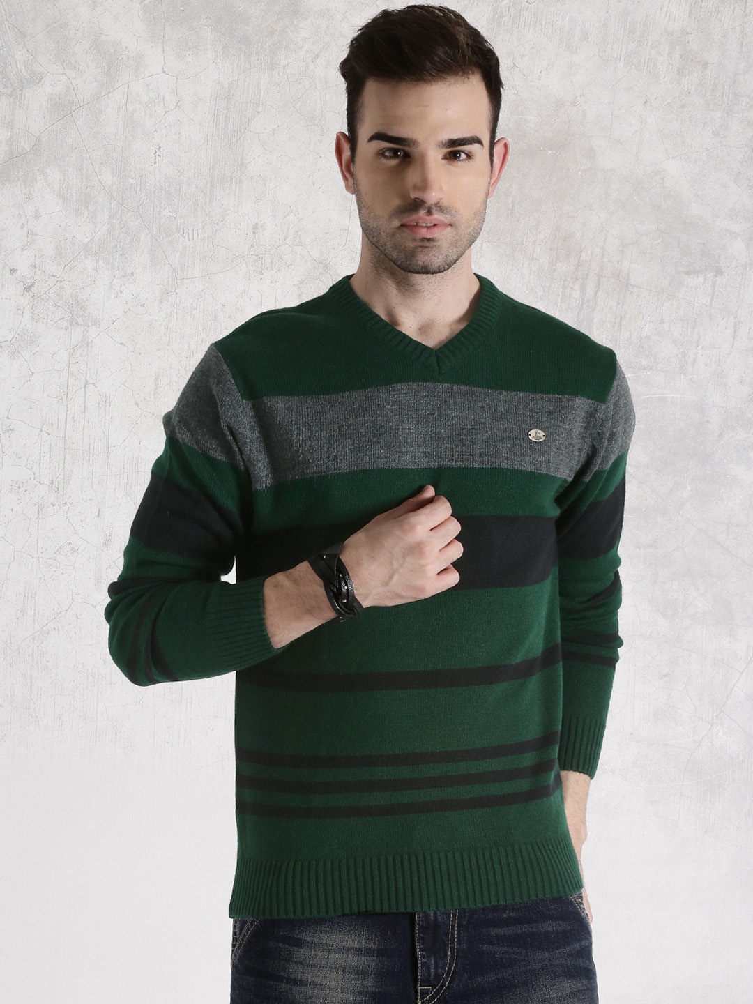 black green striped sweater
