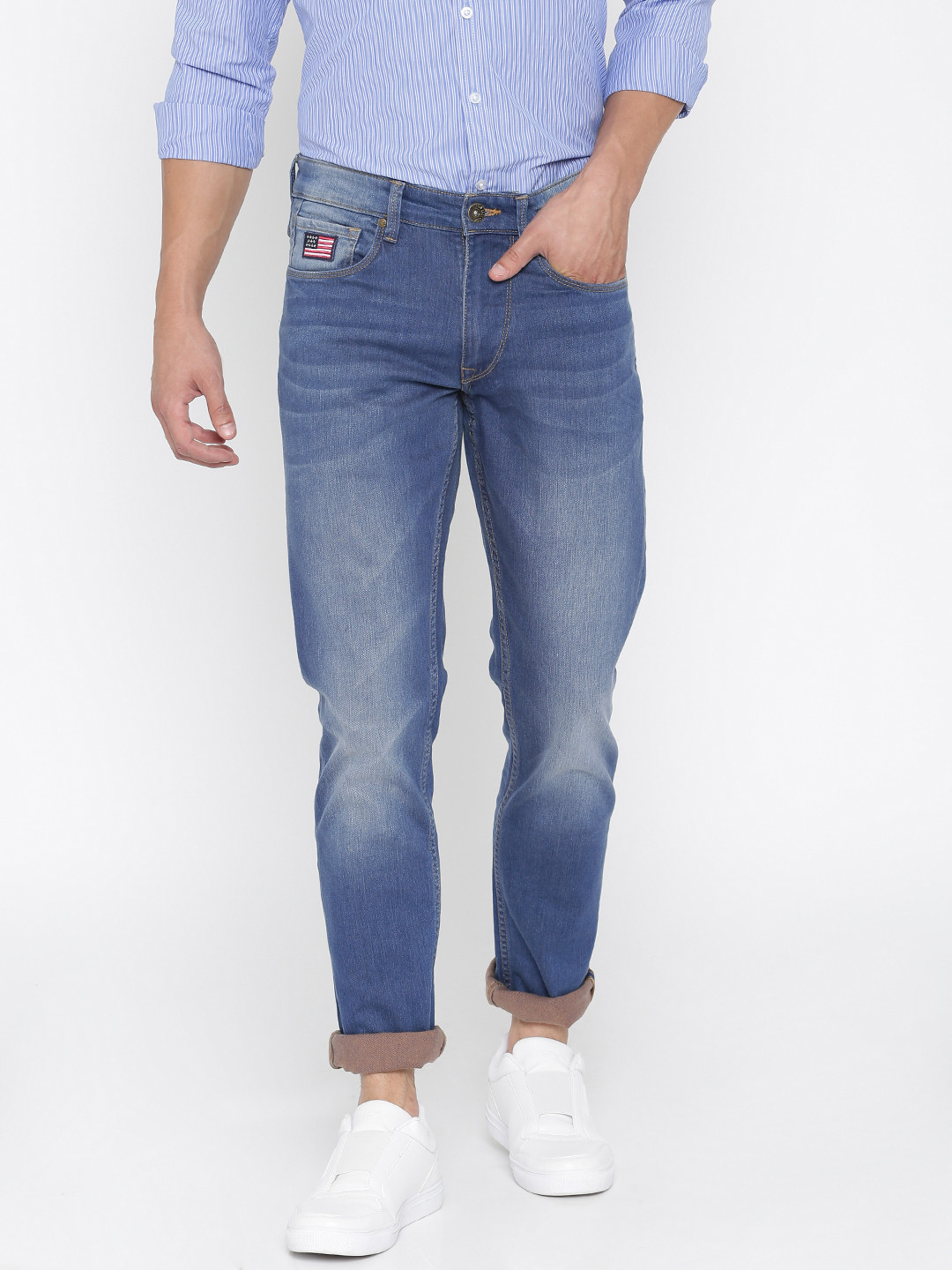 Buy U.S. Polo Assn. Denim Co. Men Blue Slim Tapered Fit Stretchable ...