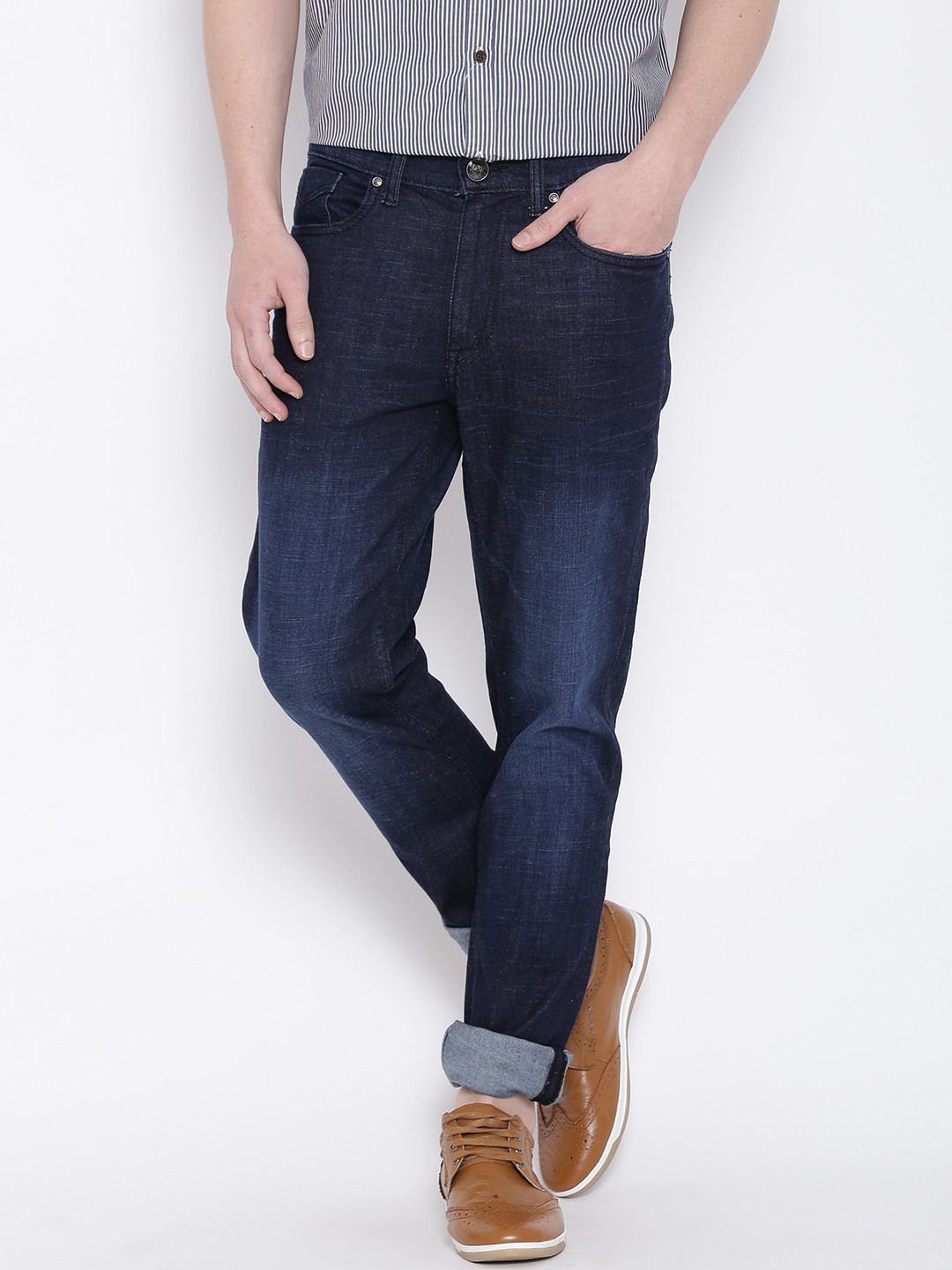 Buy U.S. Polo Assn. Denim Co. Navy Washed Slim Tapered Fit Stretchable ...