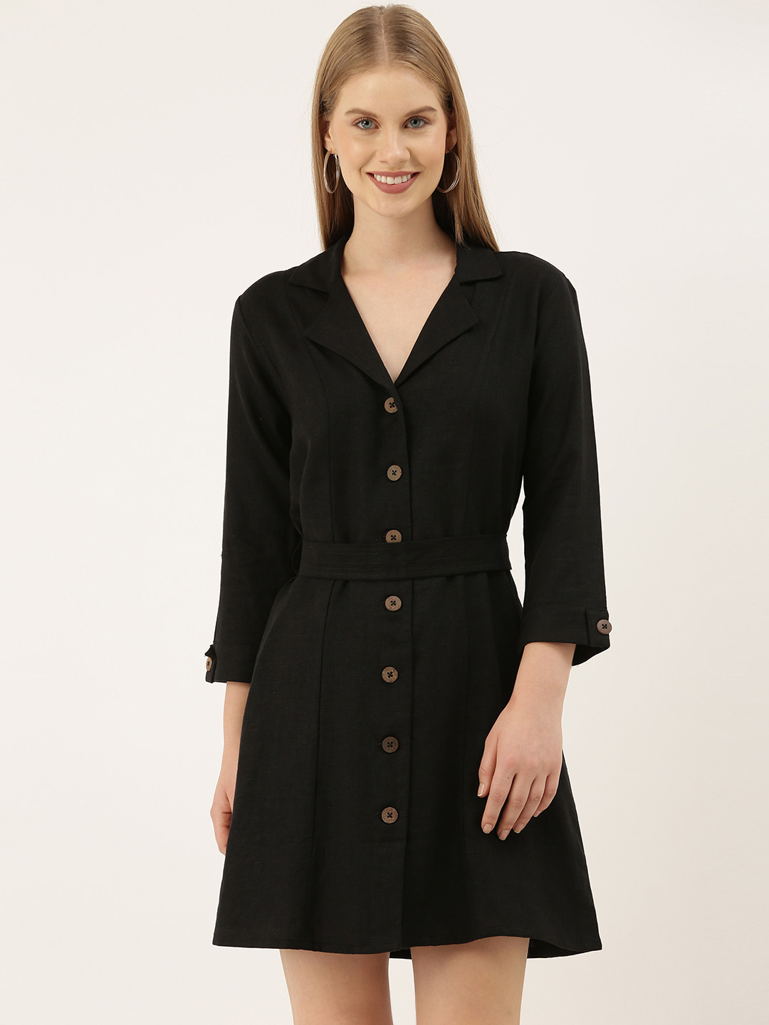 Buy AND Women Black Solid Shirt Dress Dresses for Women 13718402 Myntra