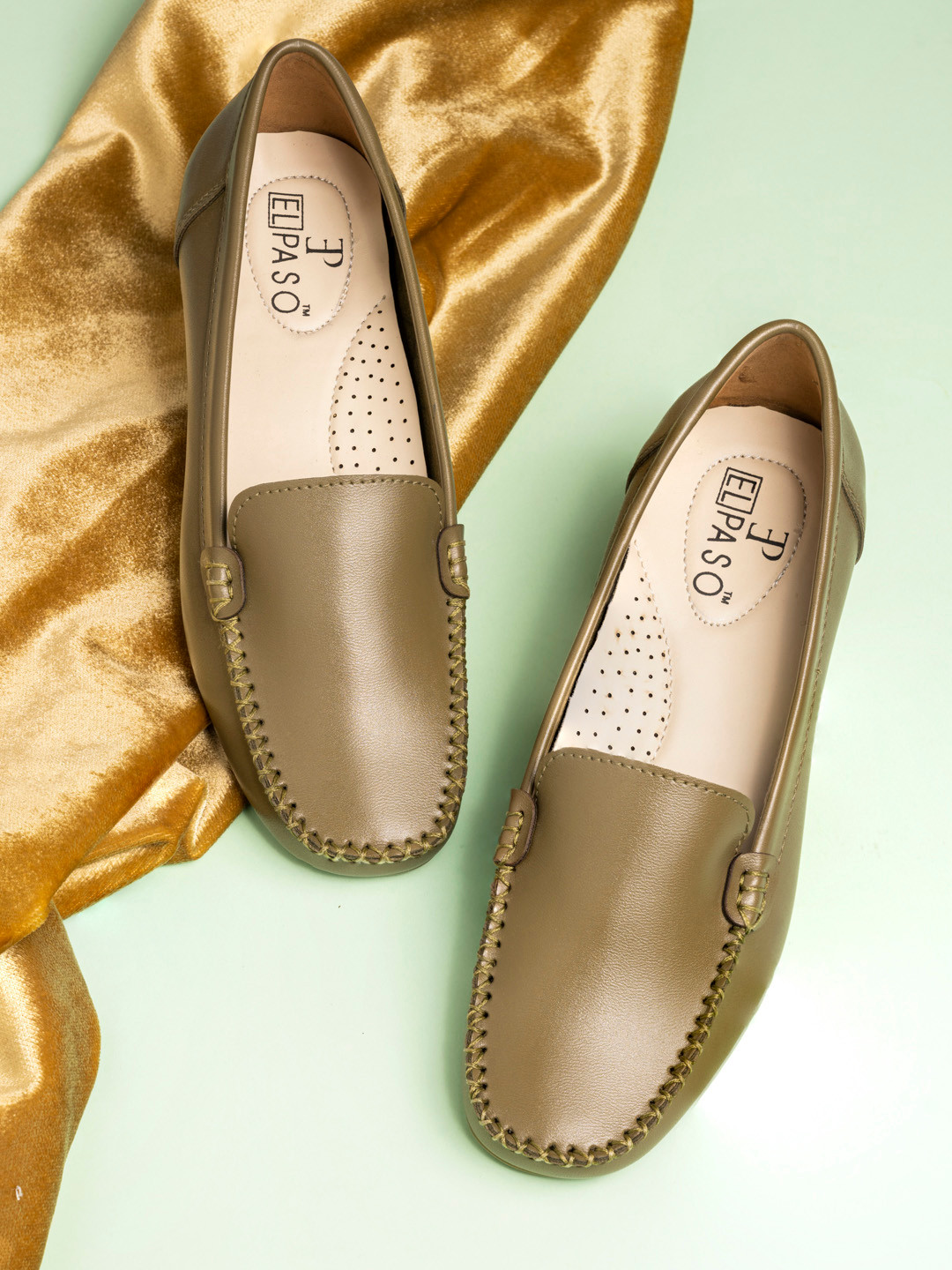 Buy El Paso Women Olive Green Loafers Casual Shoes for Women 13720114