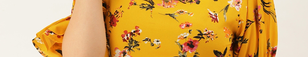 Buy Berrylush Yellow Floral Printed Crepe Crop Top - Tops for Women ...
