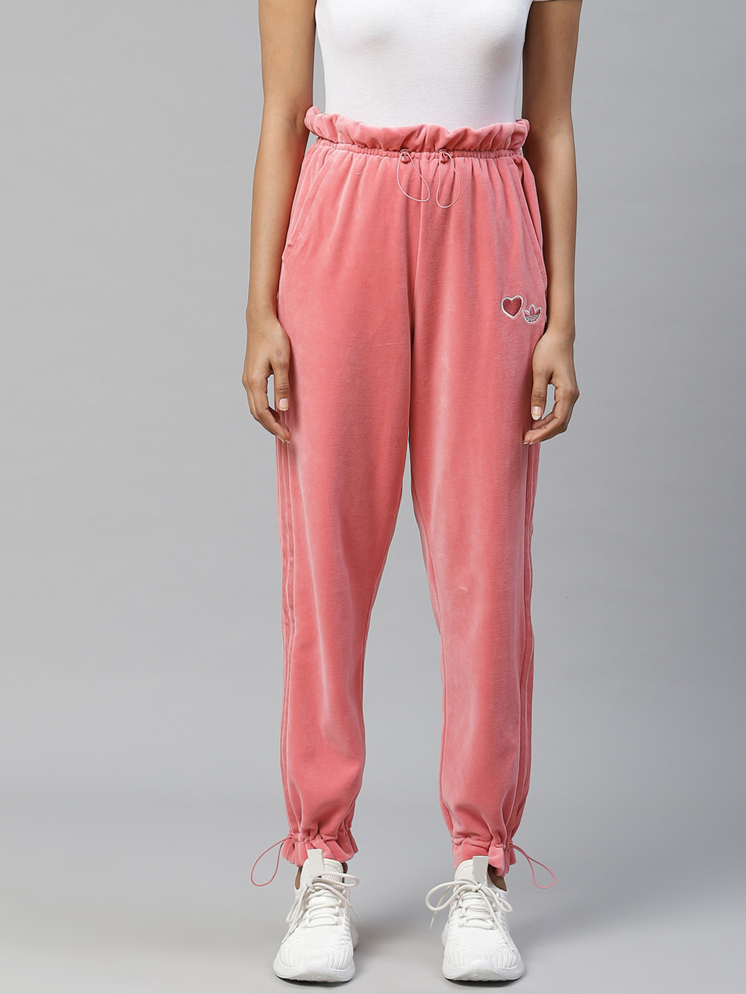 Buy ADIDAS Originals Women Pink Solid Velvet Finish Joggers Track