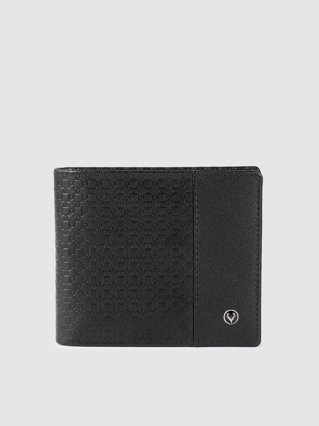 Buy Allen Solly Men Black Textured Leather Two Fold Wallet Wallets