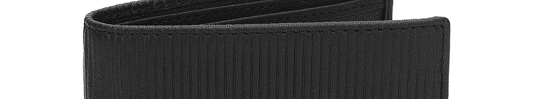 Buy Allen Solly Men Black Self Striped Leather Two Fold Wallet ...