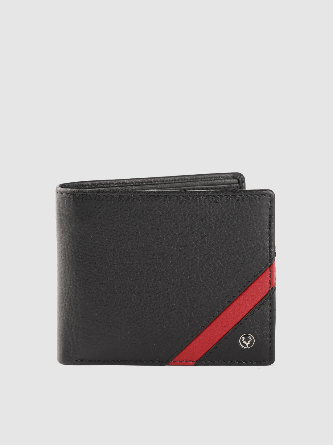 Buy Allen Solly Men Black Solid Leather Two Fold Wallet Wallets for