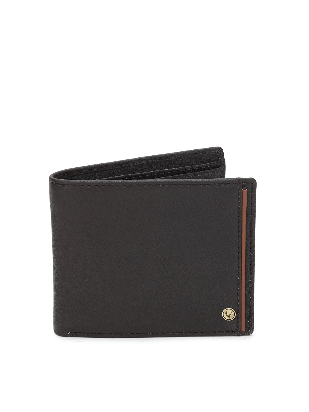 Buy Allen Solly Men Coffee Brown Solid Two Fold Leather Wallet ...