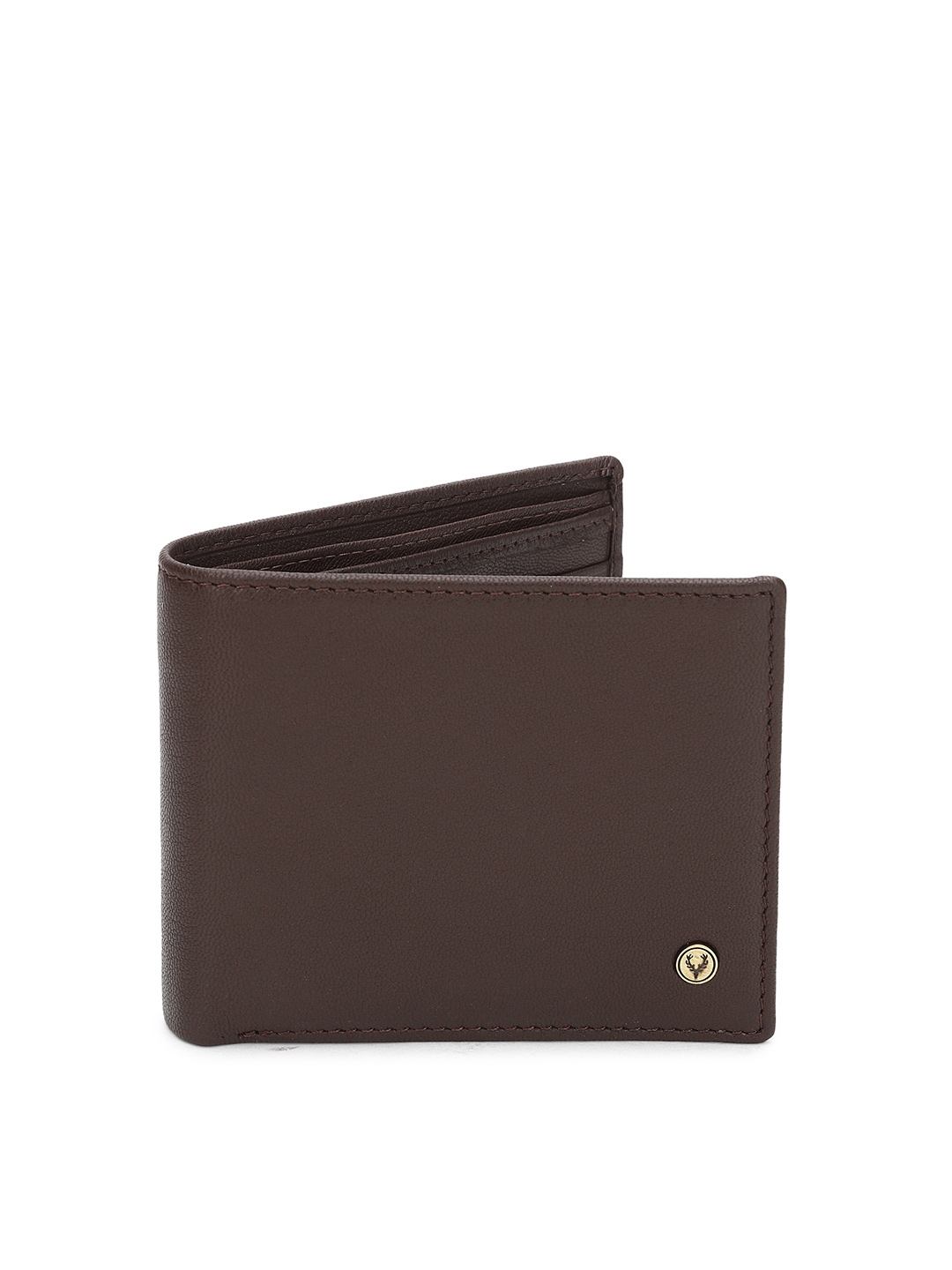 Buy Allen Solly Men Coffee Brown Solid Two Fold Leather Wallet ...