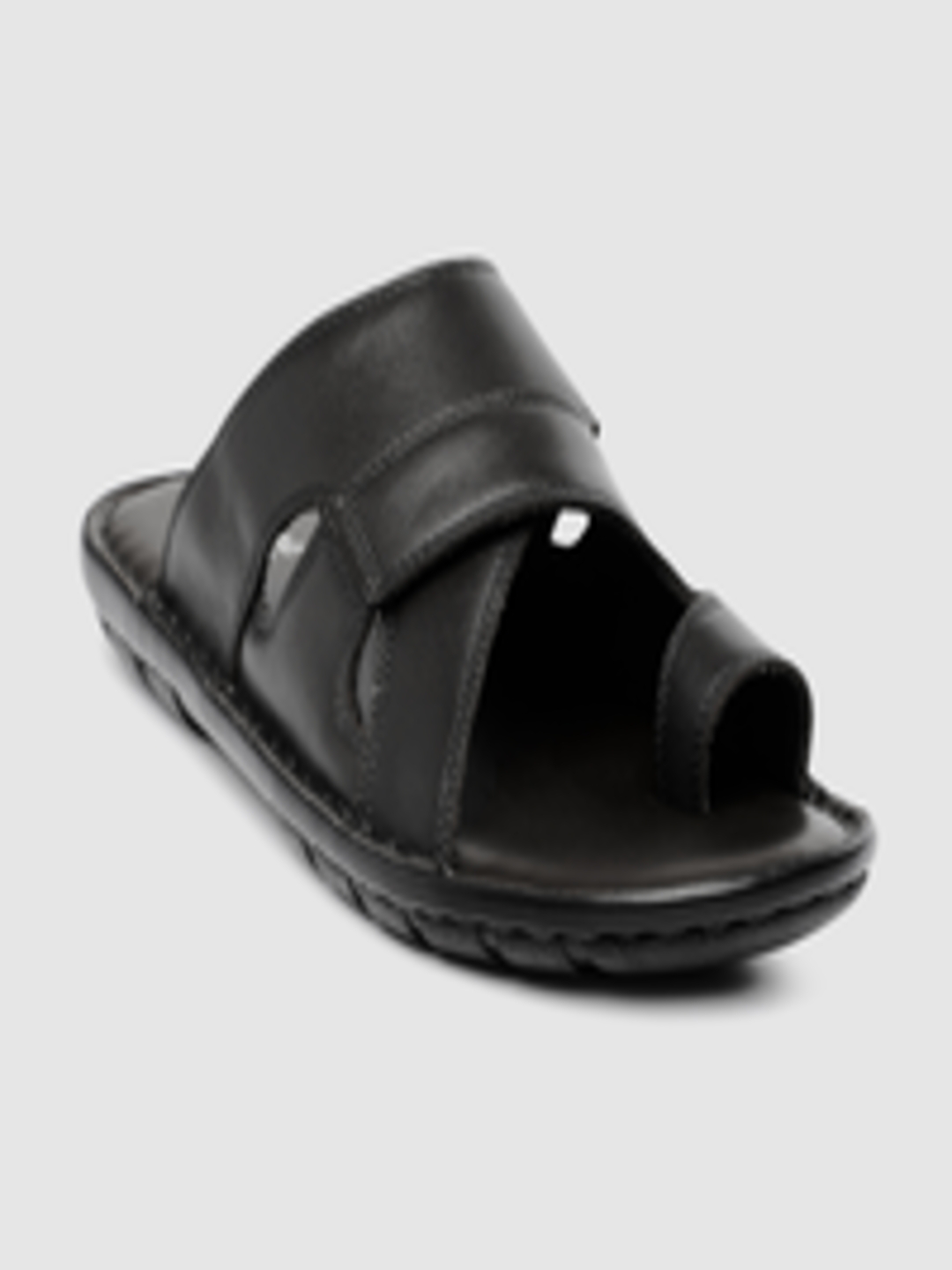 Buy Ventoland Men Black Solid Leather Comfort Sandals - Sandals for Men ...