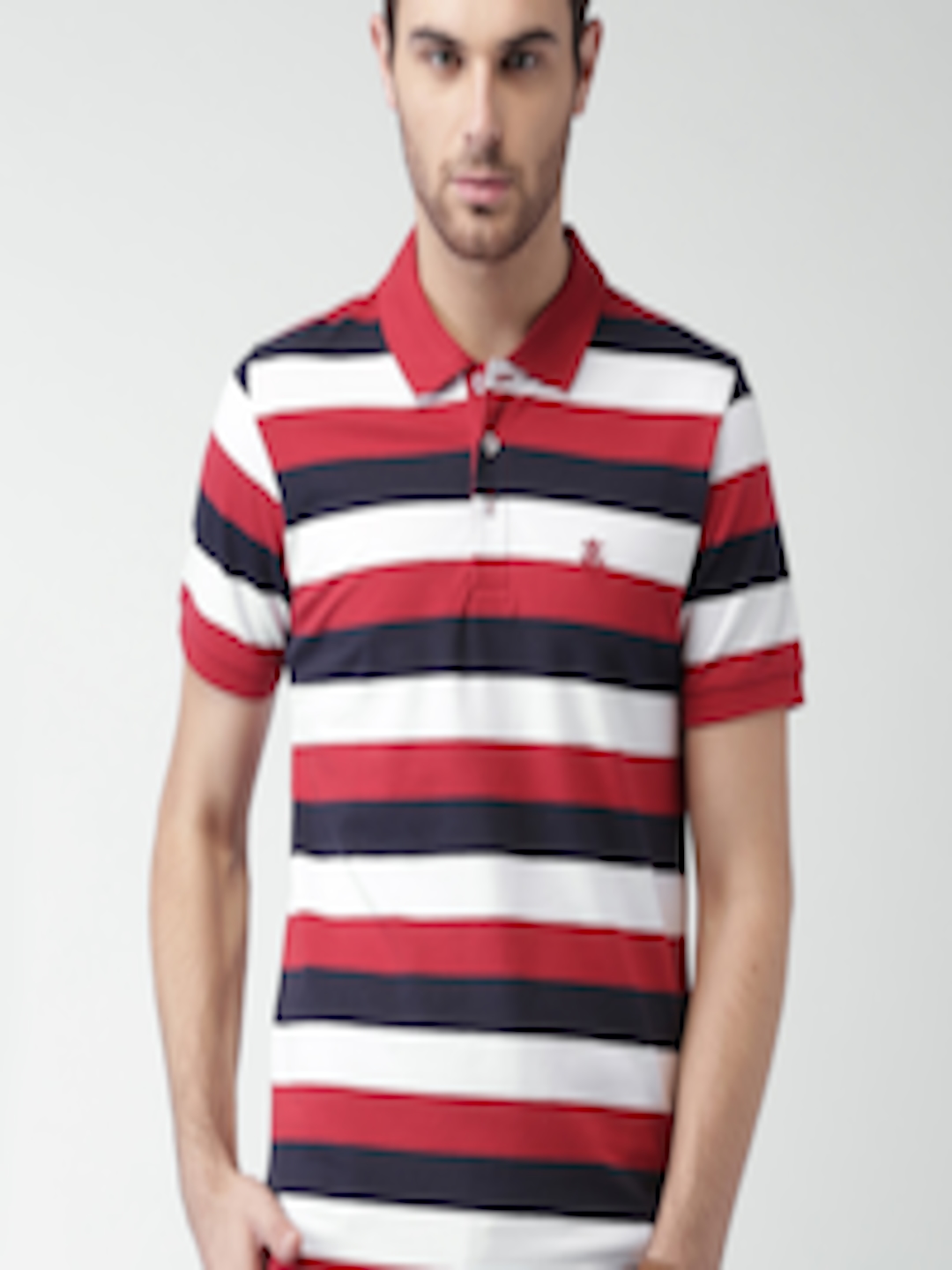 Buy SELECTED Red & White Striped Polo T Shirt - Tshirts for Men 1373545 ...