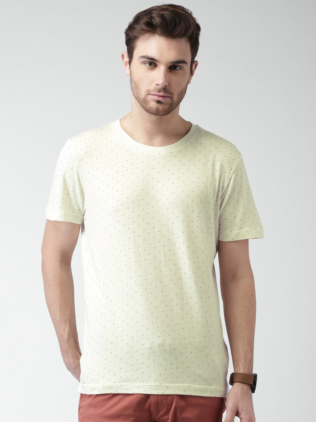 Buy SELECTED Cream Coloured Printed Pure Cotton T Shirt Tshirts for