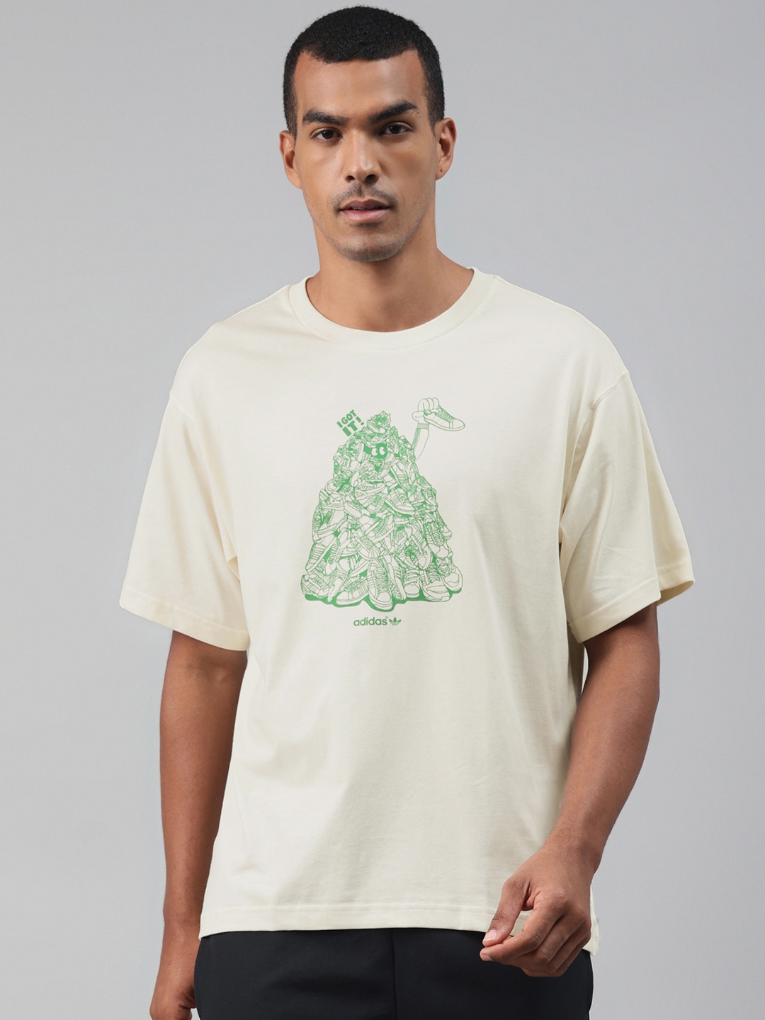 green strike off white shirt