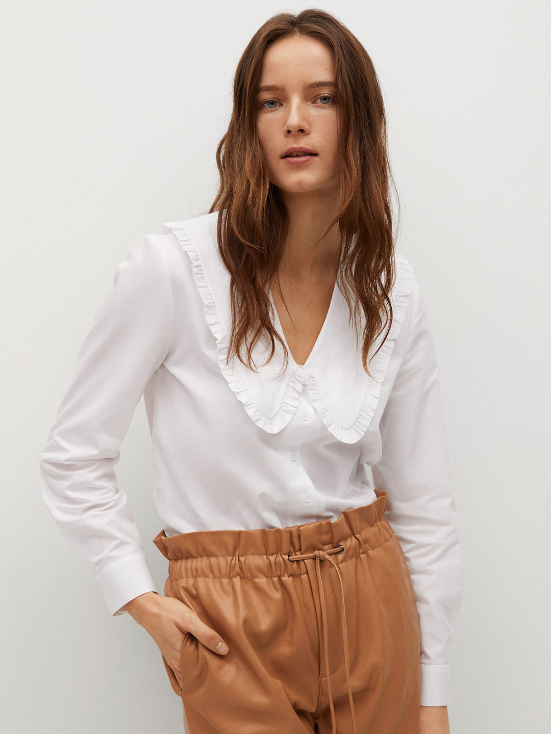 mango babydoll collar cotton shirt