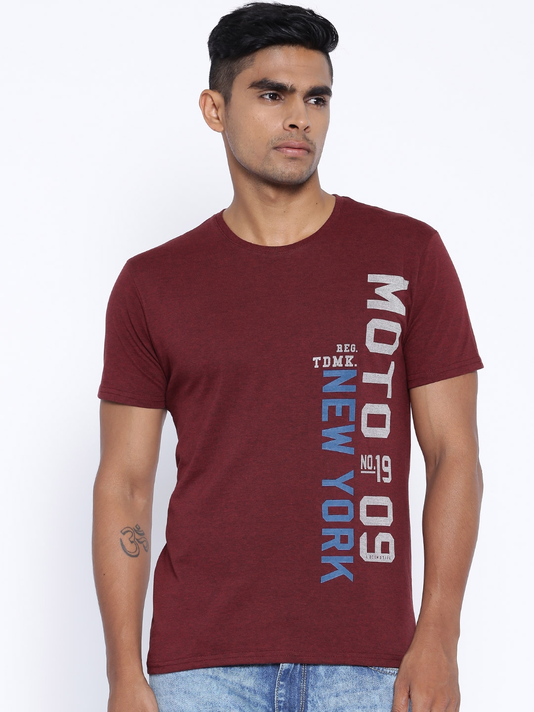 maroon melange t shirt