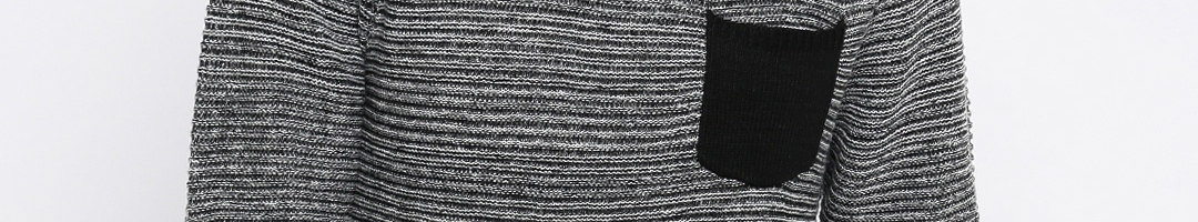 Buy Roadster Men Black Striped Sweater - Sweaters for Men 1375108 | Myntra