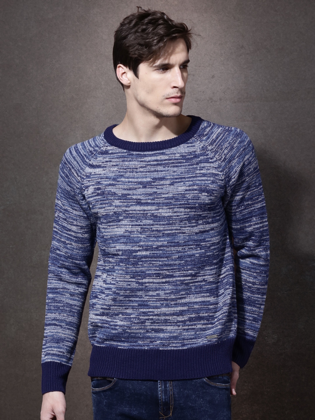 Buy Roadster Men Blue Patterned Sweater - Sweaters for Men 1375112 | Myntra
