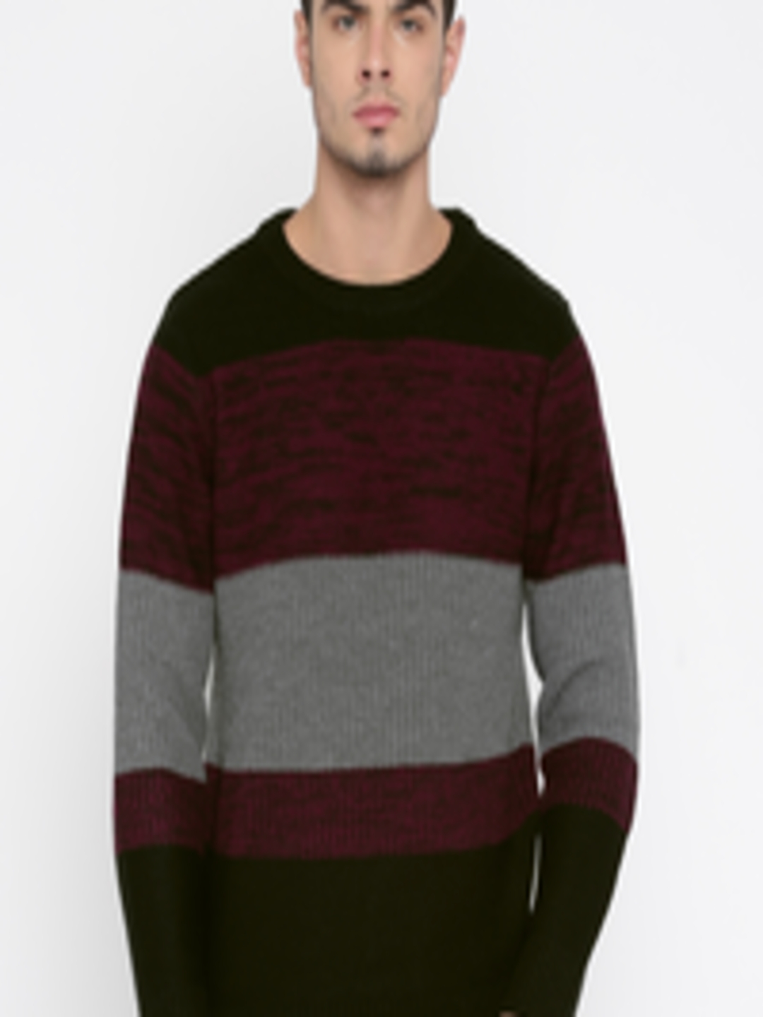 Buy Roadster Men Black Striped Sweater - Sweaters for Men 1375134 | Myntra