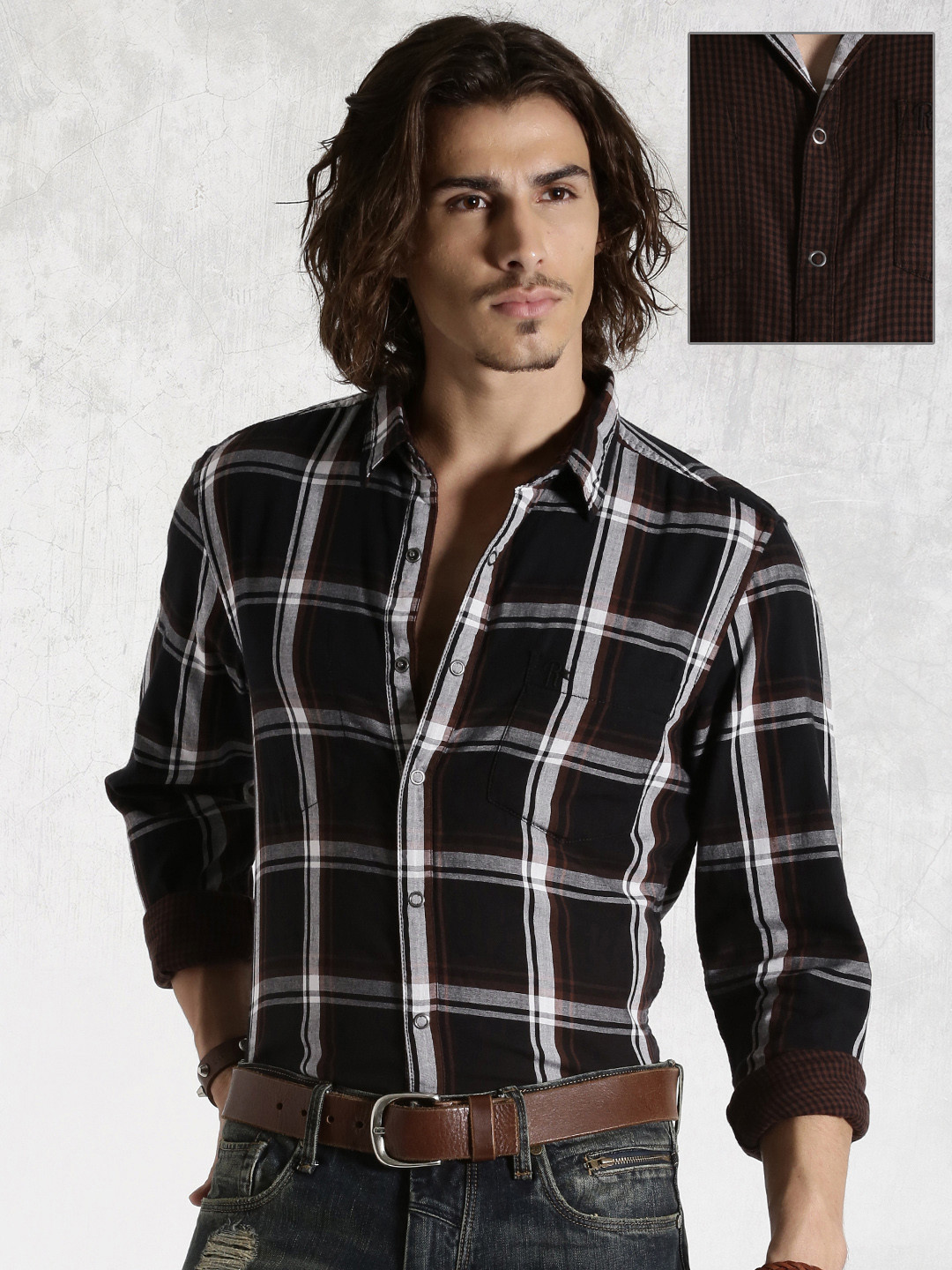 black and brown shirt