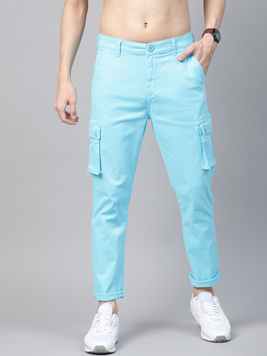 blue cargo trousers