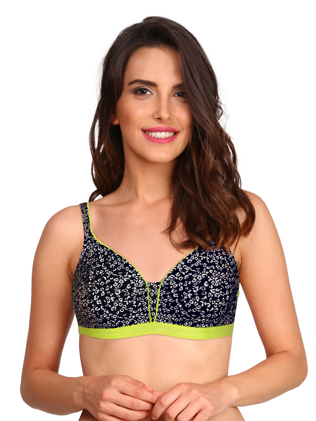 Buy Jockey Navy Printed Beginners Bra FP46 0103 POP08 Bra for Women