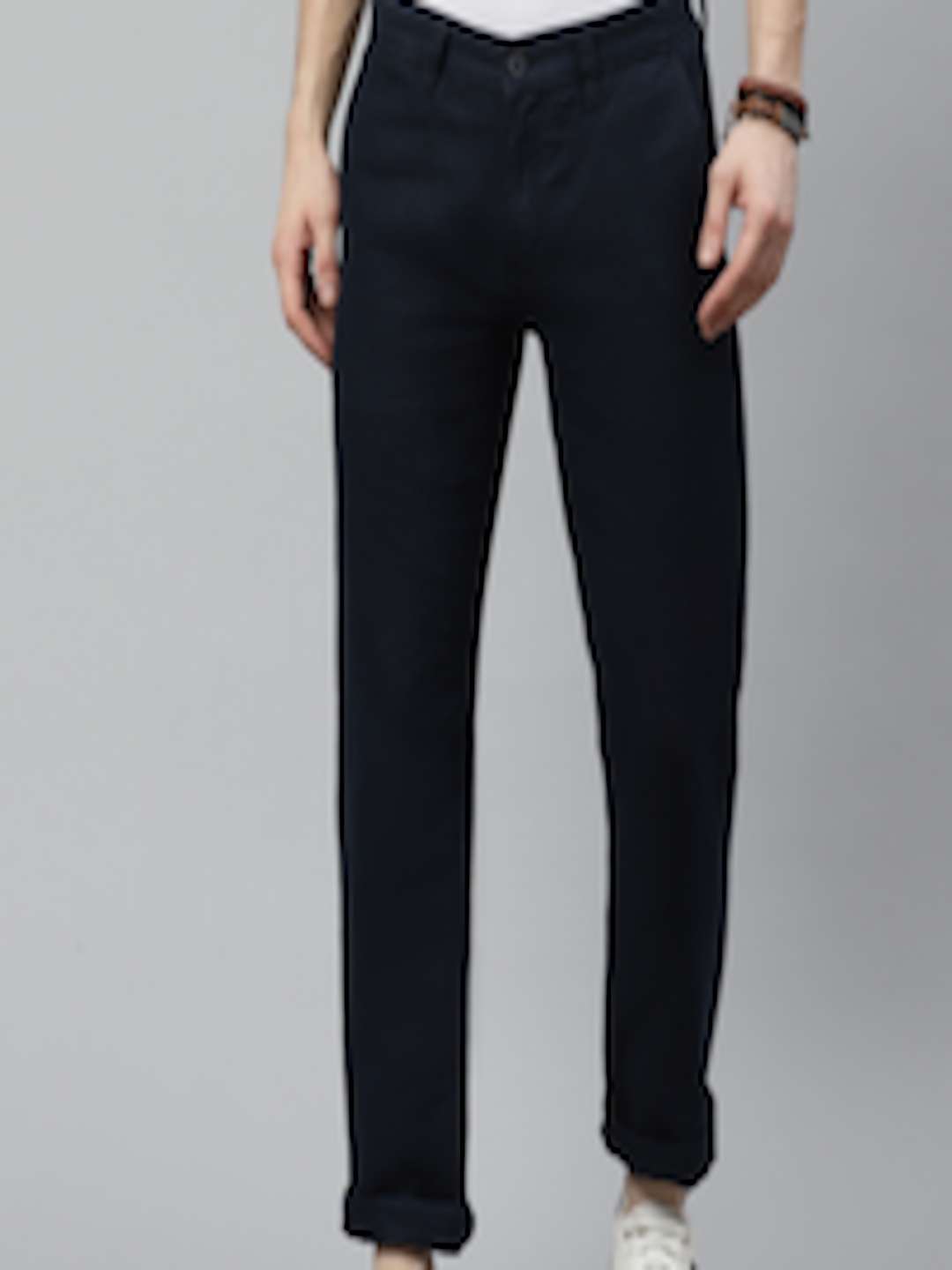 Buy Nautica Men Navy Blue Slim Fit Solid Regular Trousers - Trousers ...