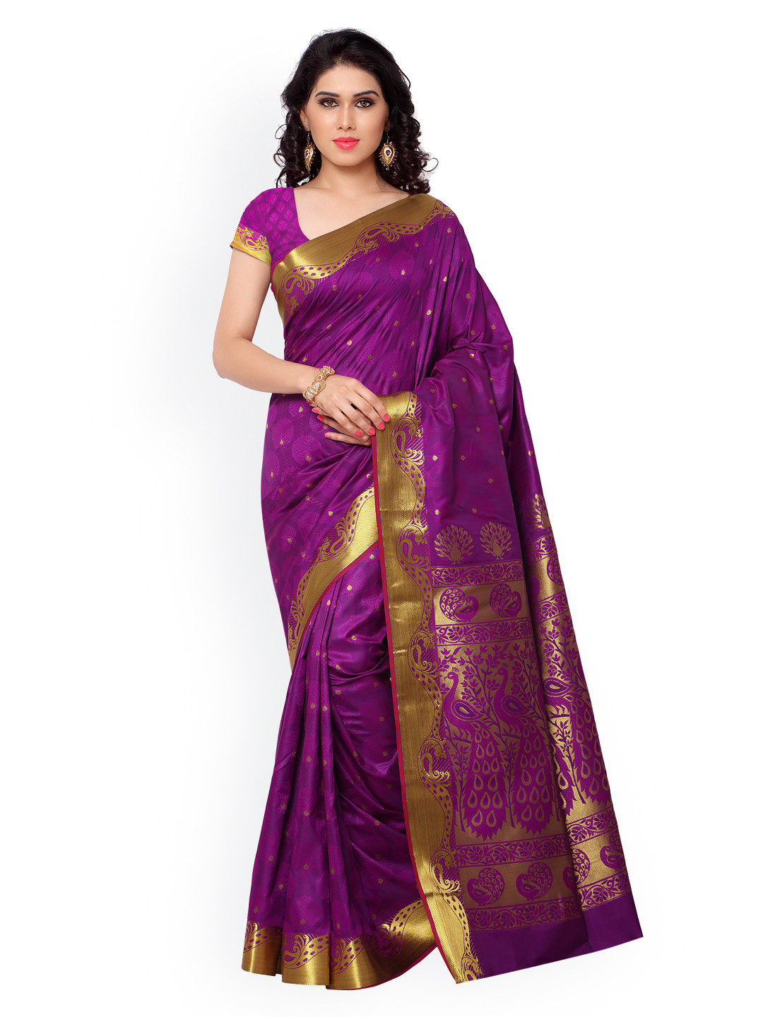 Buy Varkala Silk Sarees Magenta Jacquard & Kanchipuram Art Silk