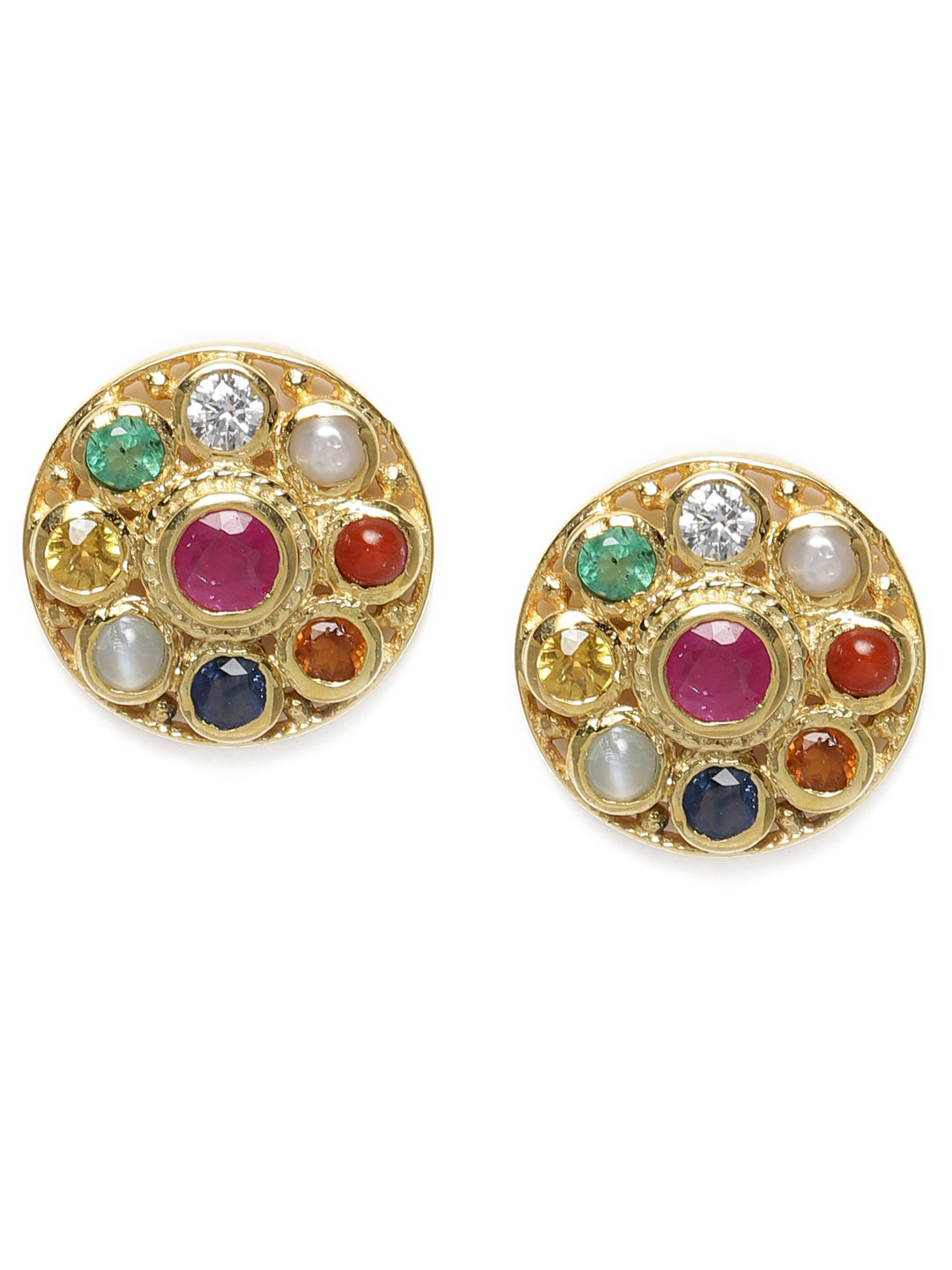 Buy Gehna Multicoloured 925 Sterling Silver Rhodium Plated Navaratna
