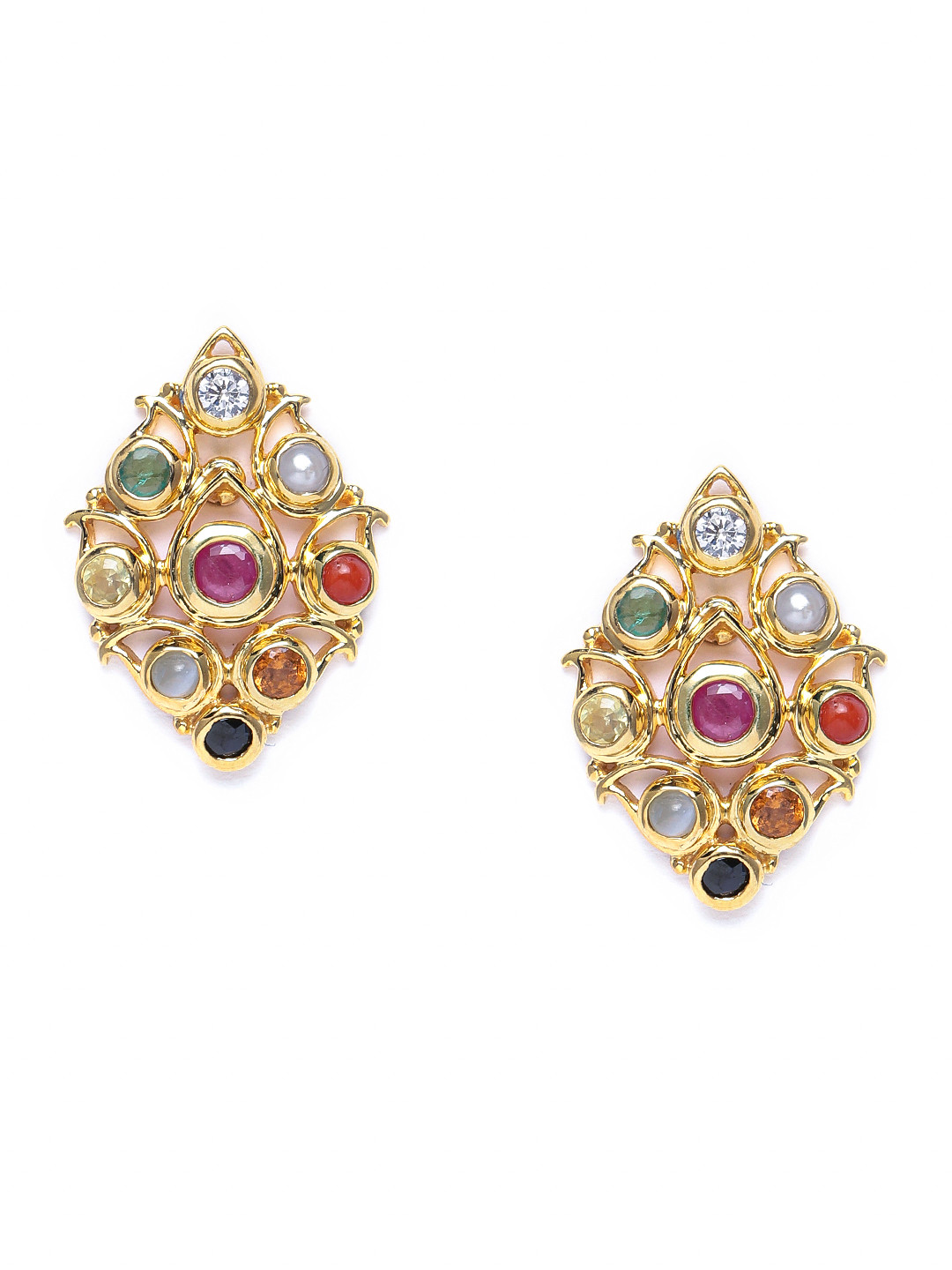 Buy Gehna 925 Sterling Silver Multicoloured Rhodium Plated Navaratna