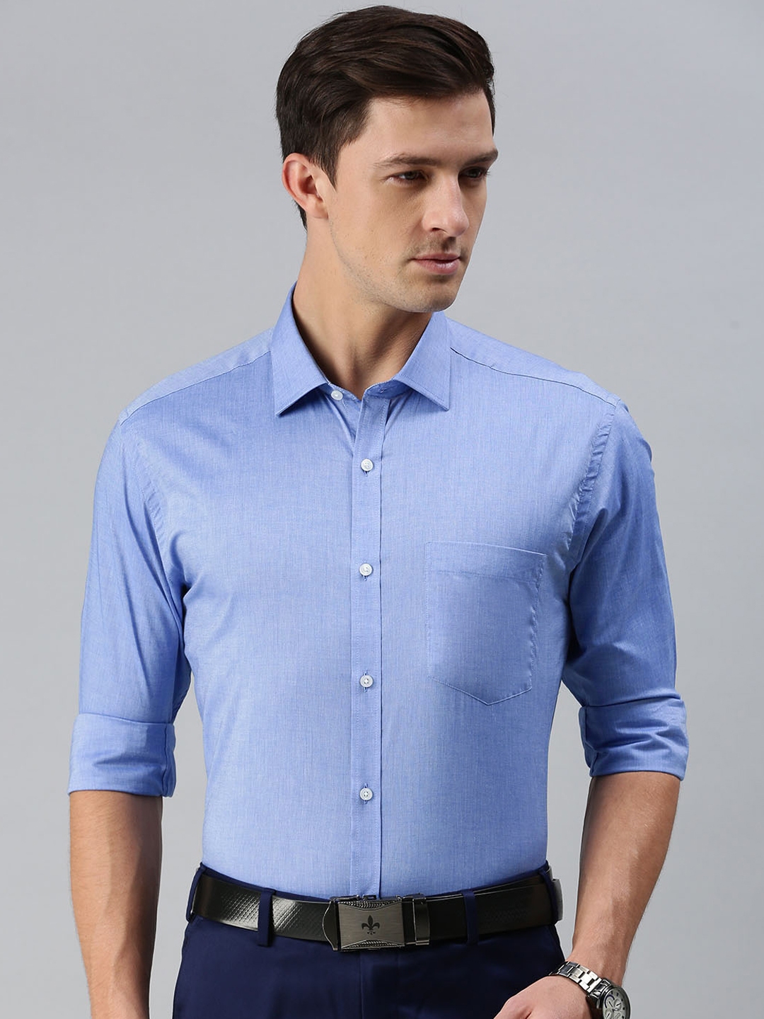Buy Park Avenue Men Blue Pure Cotton Slim Fit Formal Shirt - Shirts for ...