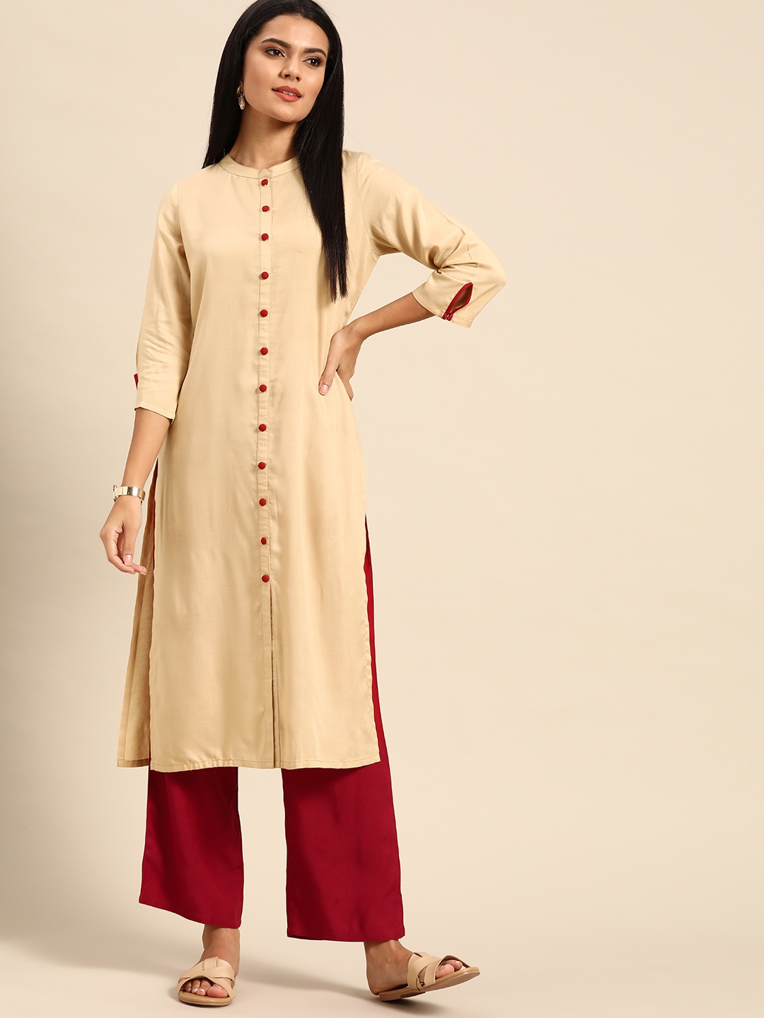 anouk maroon kurta set