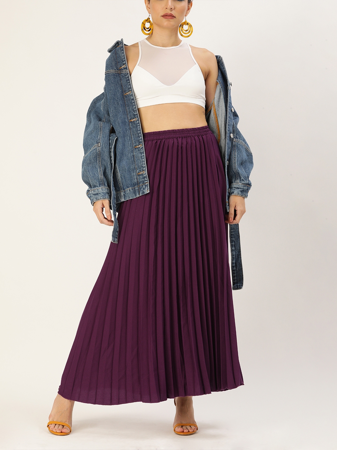 Buy U&F Purple Flared Pleated Maxi Skirt Skirts for Women 13792332