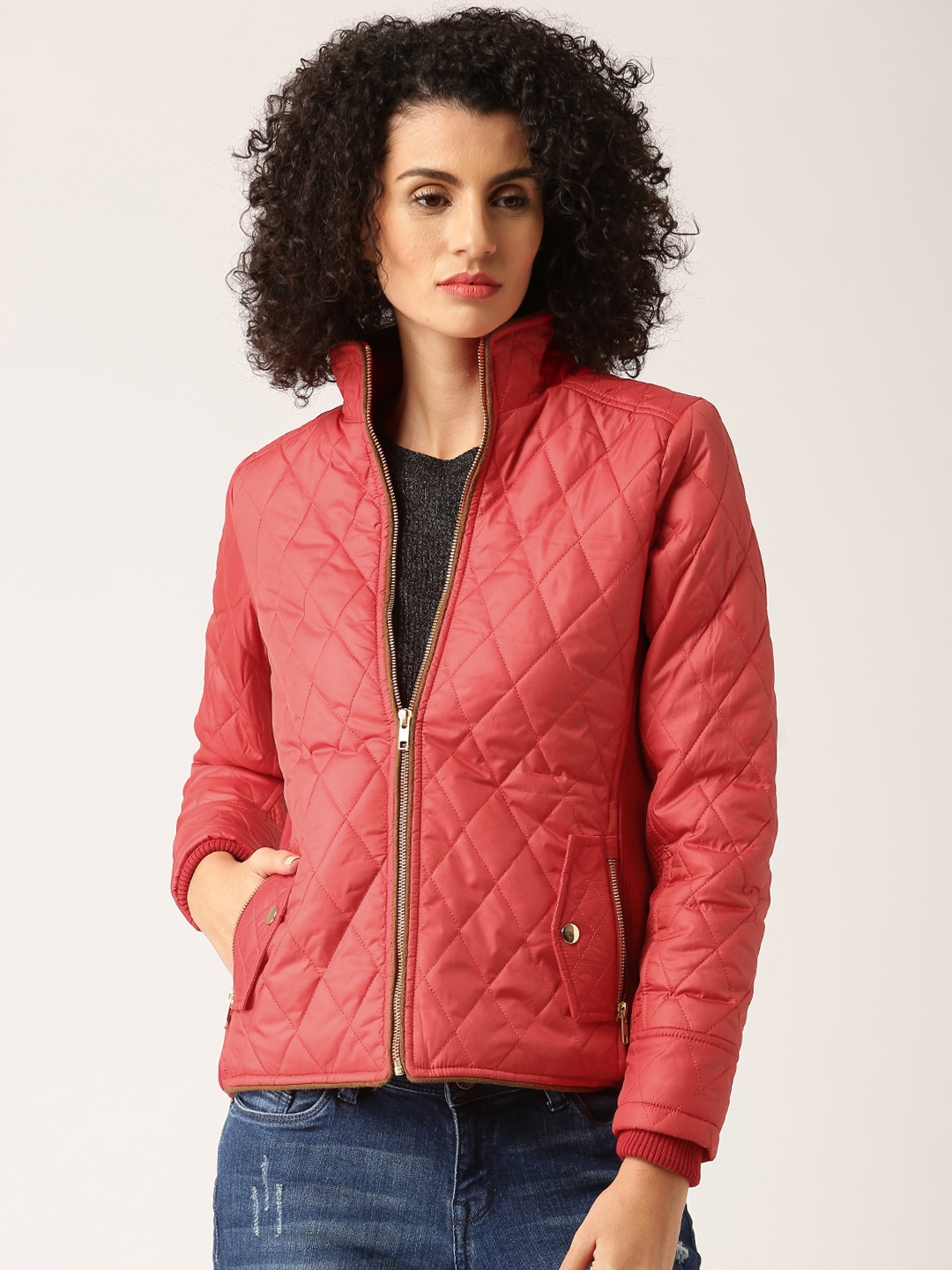 Buy DressBerry Red Quilted Jacket - Jackets for Women 1379832 | Myntra
