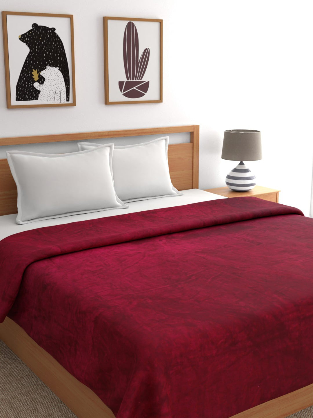 Buy Raymond Home Burgundy Solid AC Room 270 GSM Double Bed Blanket Blankets Quilts And Dohars